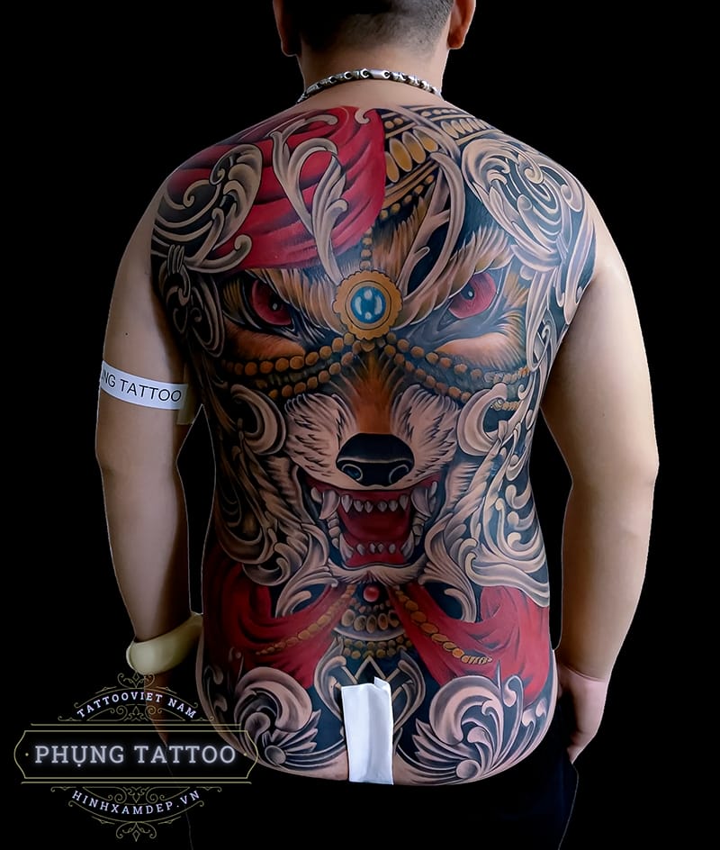 Hình xăm Sói Hoàng Gia kín lưng (tác phẩm thực thực hiện tại) – P13 Tattoo