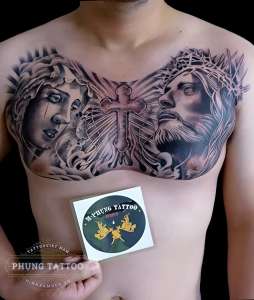 Hình xăm chúa full hai bên ngực